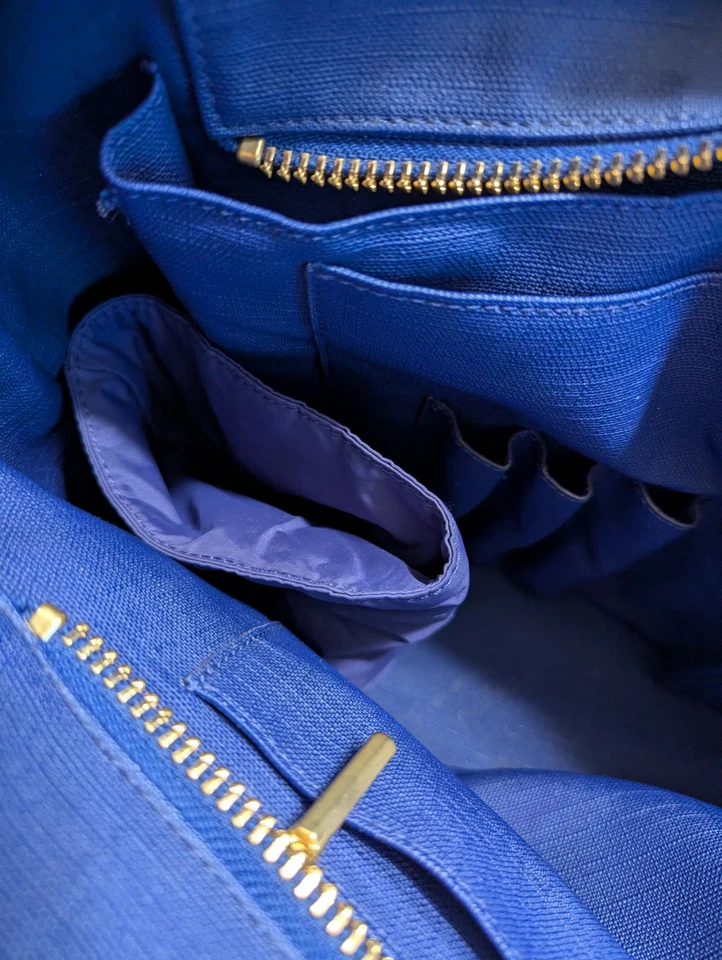 DAGNE DOVER 签名传奇大号手提包笔记本电脑包蓝色旅行钱包 — 第 2/4 张图片