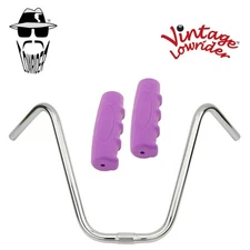 Original Lowrider 13" 25.4 Ape Handlebar Chrome 0214 120mm Grips Solid/Purple
