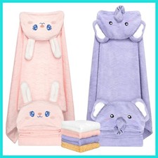 6 PCS Toddler Bath Towel Set for Boy Girl 0-5 , 2 PCS Thick Absorbent Hooded ...