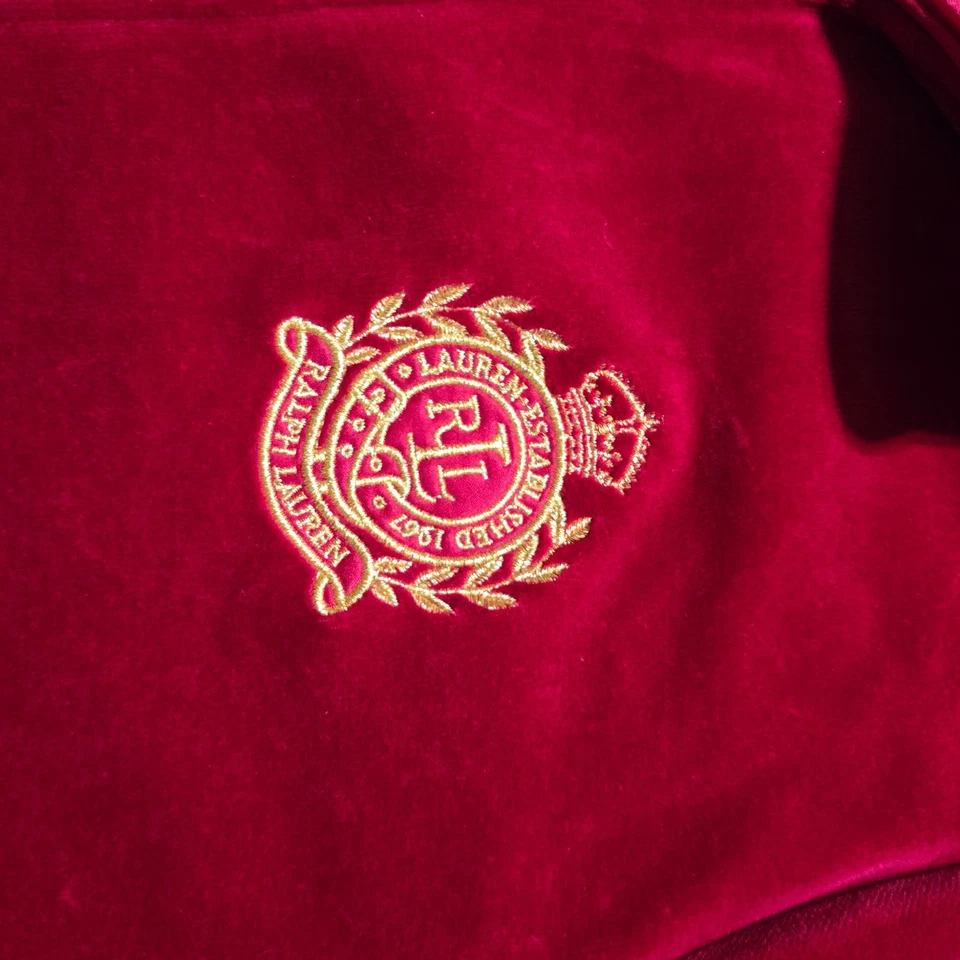 Lauren Ralph Lauren Active women Red Velvet Jacket sweatshirt crest 1X zip logo - Image 2 of 4