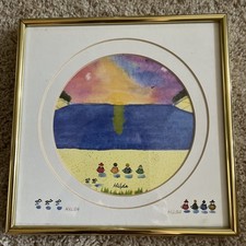 HILDA KAIHLANEN Watercolor Beach Ladies At Sunset/Sunrise, Signed, Double Mat