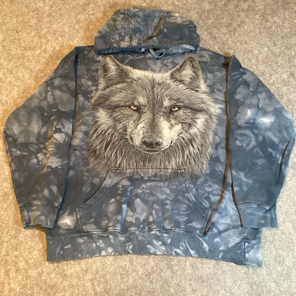 The Mountain Wolf Warrior Hoodie Tie Dyed Graphic Pullover Large Kangaroo Pocket - Image 3 of 4