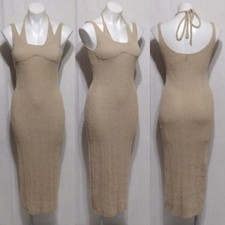 H&M Divided Ribbed Knit Halter Bodycon Maxi Dress Small Stretch Y2K Minimalist