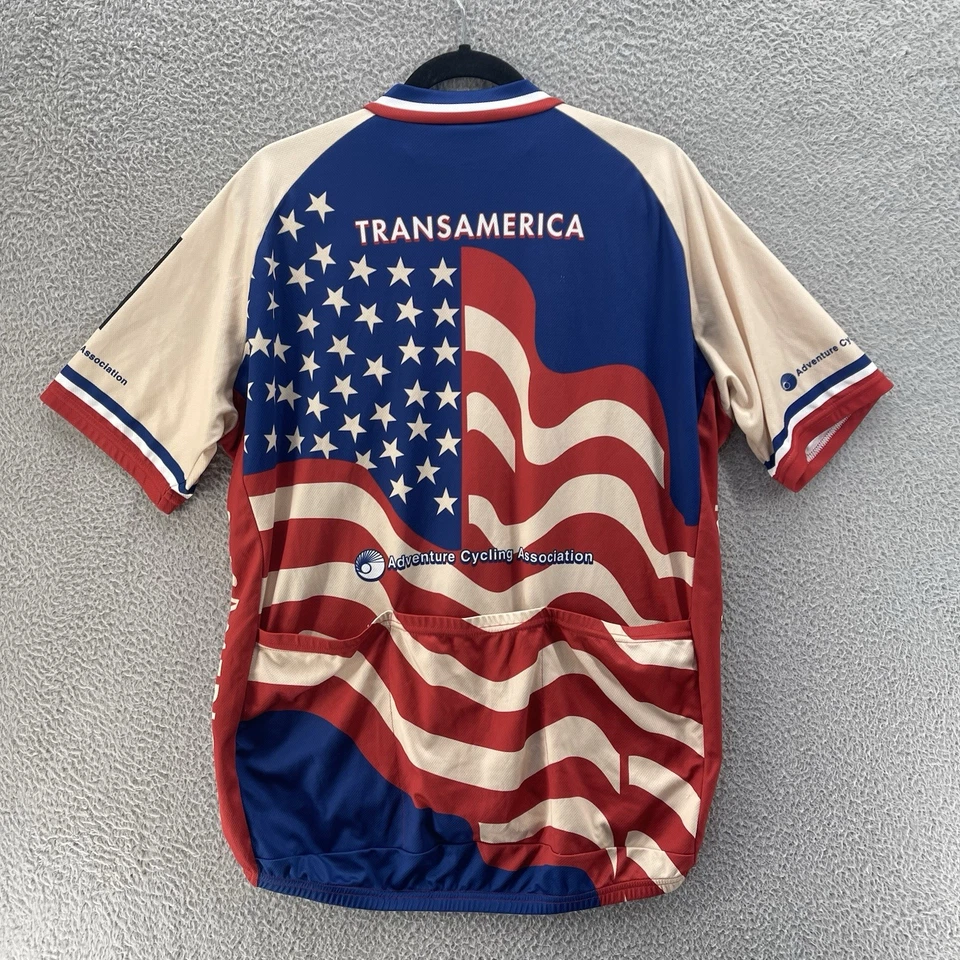 Camiseta deportiva de ciclismo Voler vintage para hombre extra grande azul bandera de Estados Unidos de Transamérica Foto 2 de 4