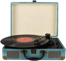 Record Player Vintage 3-Speed Bluetooth Vinyl Turntable with Stereo Speaker,