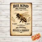 Bee Positive Bee Kind Vintage Wall Art Metal Tin Sign Garden Home Decor