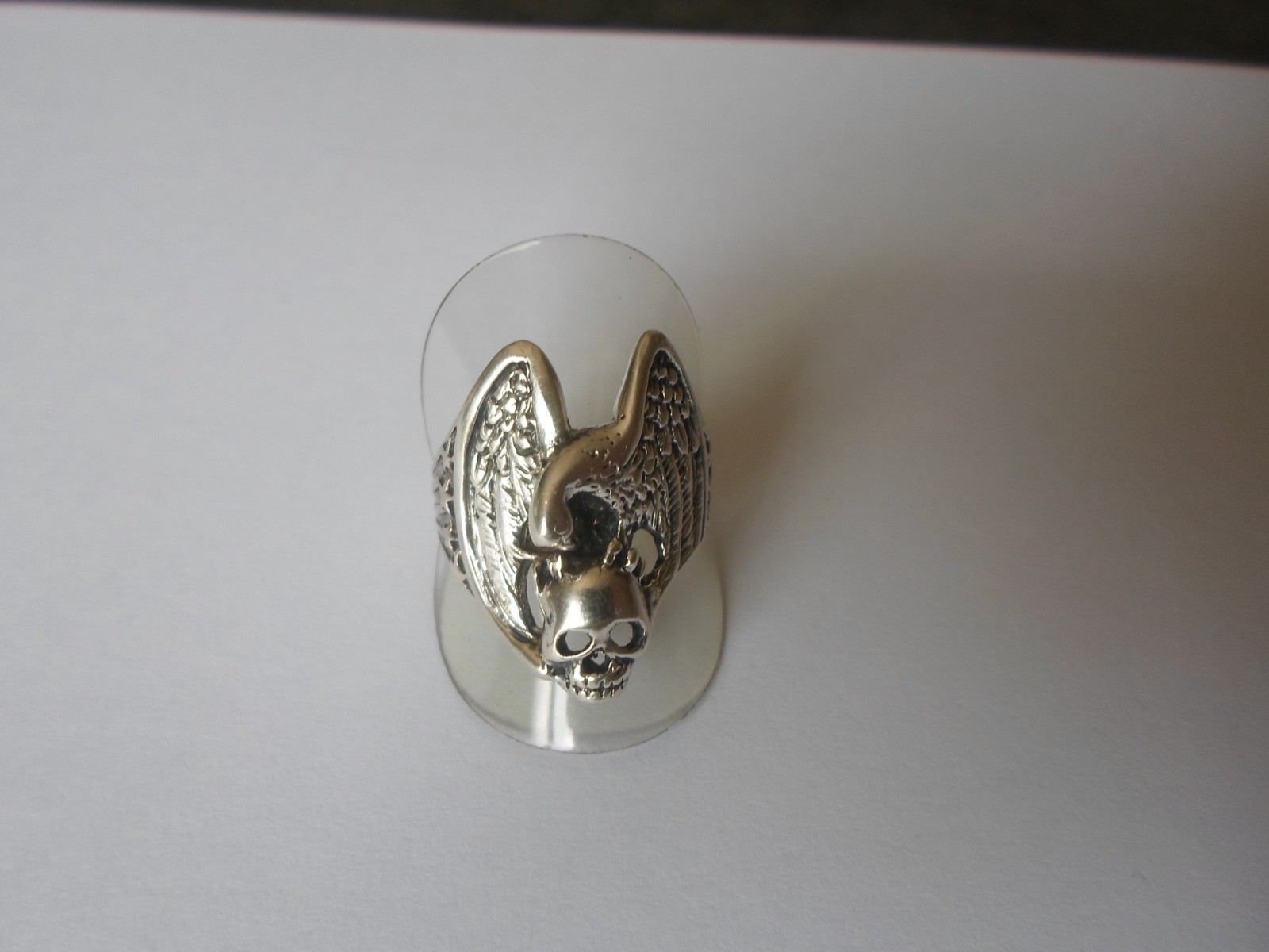 solid silver ring, eagle and skull, size 62 - image 8