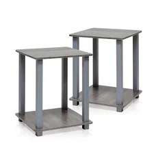 End Table Grey Set of 2 Night Plant Bedside Stand Wood Bedroom Living Room