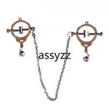 Breast Clamps Desire-Locked Scaled Cuffs Wearable Leather Chain Breast Bondage