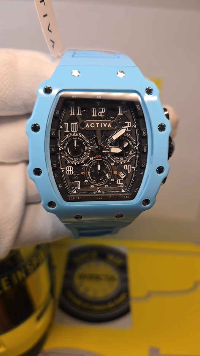 Activa Fury x Invicta 44.3mm Men's Watch Lt Baby Blue Skeleton