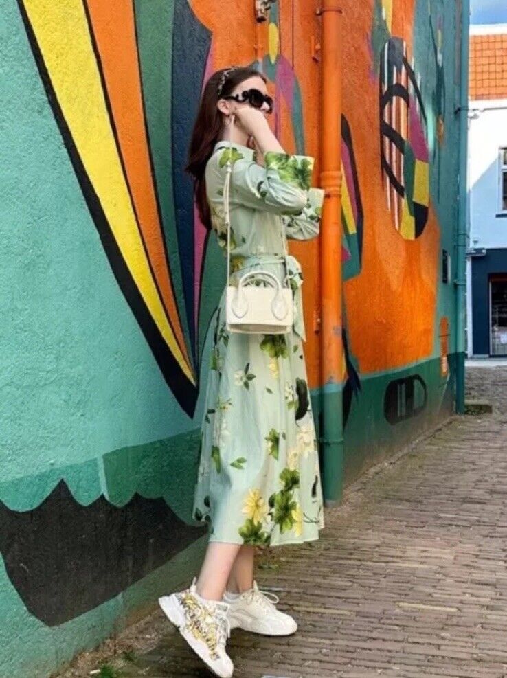 ZARA NWT WOMAN SS24 FLORAL SHIRTDRESS ZW COLLECTION GREEN ZARA NWT WOMAN SS24 FLORAL SHIRTDRESS ZW COLLECTION GREEN