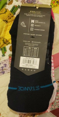 Stance Womens Performance Mid Cushion Tab Socks WATCH ME 3 Pair SMALL - Picture 2 of 3