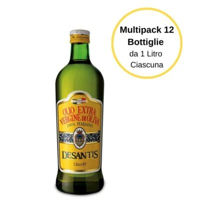 Desantis Olio Extravergine di Oliva Classico Multipack Da 12 Bottiglie Da 1 Lt