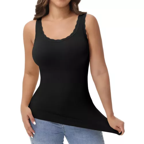 Damen Spitze Ausschnitt Kompressionsweste Tank Shapewear Bauch Kontrolle Body Shaper - Bild 9 von 17