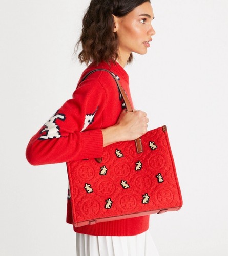 NWT TORY BURCH T MONOGRAM LUNAR NEW YEAR RABBIT BUCKLE TOTE - Picture 2 of 14
