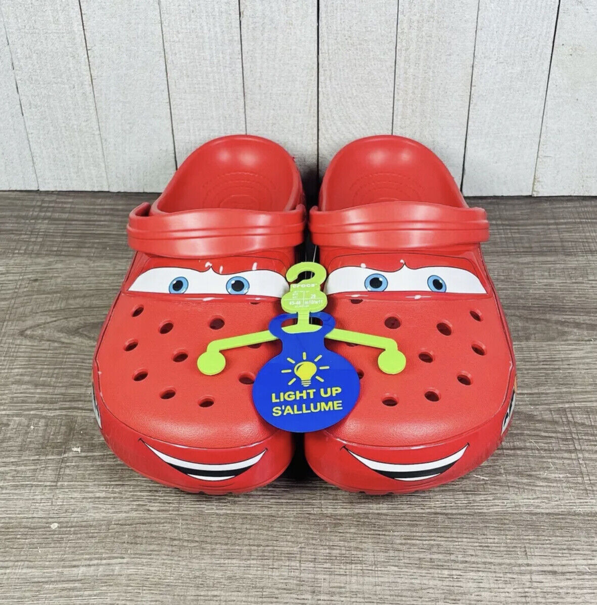 Disney Pixar Cars Lightning McQueen Light Up Red Crocs Adult Size