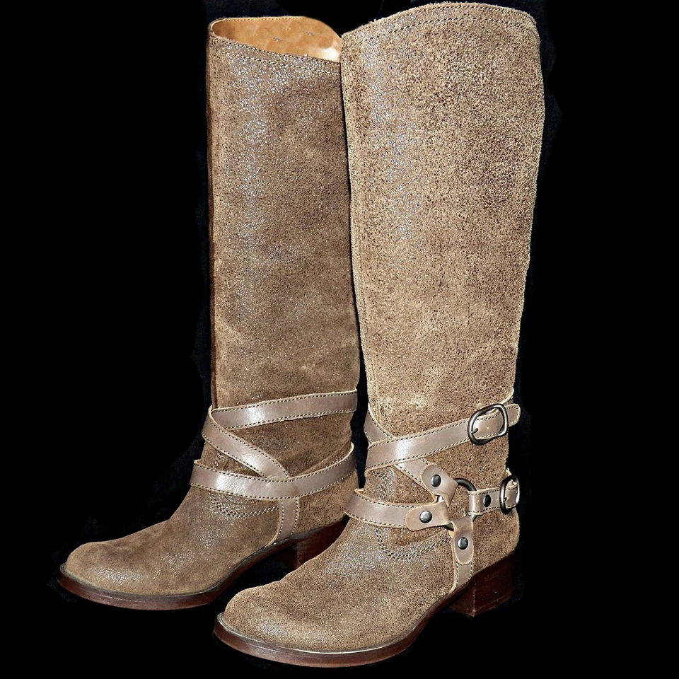 Lucky Brand Hanah Foncé Earth Délavé Marron Daim Bottes Équitation 11 M Eur 41.5 - Photo 1/4