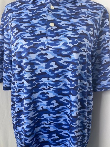 Herren Medium Poloshirt USA Palmenblau Camouflage Athletisch Kurzarm - Bild 3 von 10