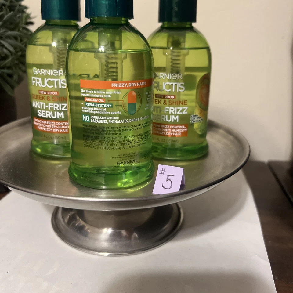 3x Garnier Fructis Anti-Frizz Serum Sleek and Shine - 5.1 oz - Image 2 of 2