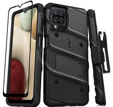 ZIZO Bolt Series for Samsung Galaxy A12 Black Case + Screen Protector + Holster