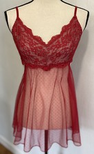 Victoria's Secret Sheer Red Floral Lace Chemise Slip Nightie Size Medium