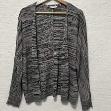 Eileen Fisher Organic Black Gray 100% Linen Women's Open Cardigan Size L?