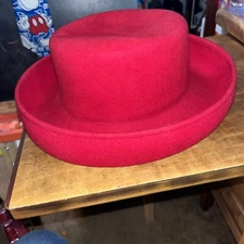 Charter Club Red Hat Society Designer 100% Wool Made In Italy Fedora Ladies
