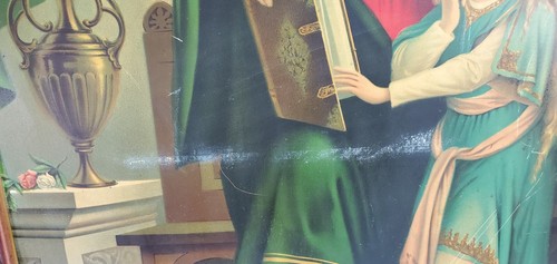 Child Mary Mother of Christ & St. Anne 19th c. print on Metal - Blessed Mother - Picture 7 of 22