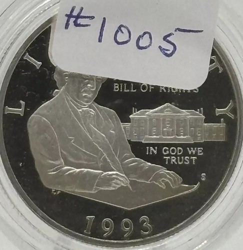 1993 S James Madison Bill of Rights Commemorative Silver Half Dollar Proof #1005 - Picture 6 of 6