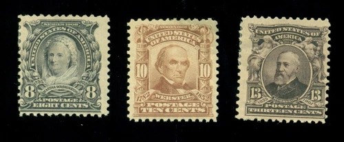 US Stamps, Collection Lot; 306, 307 and 308 Unused, see below