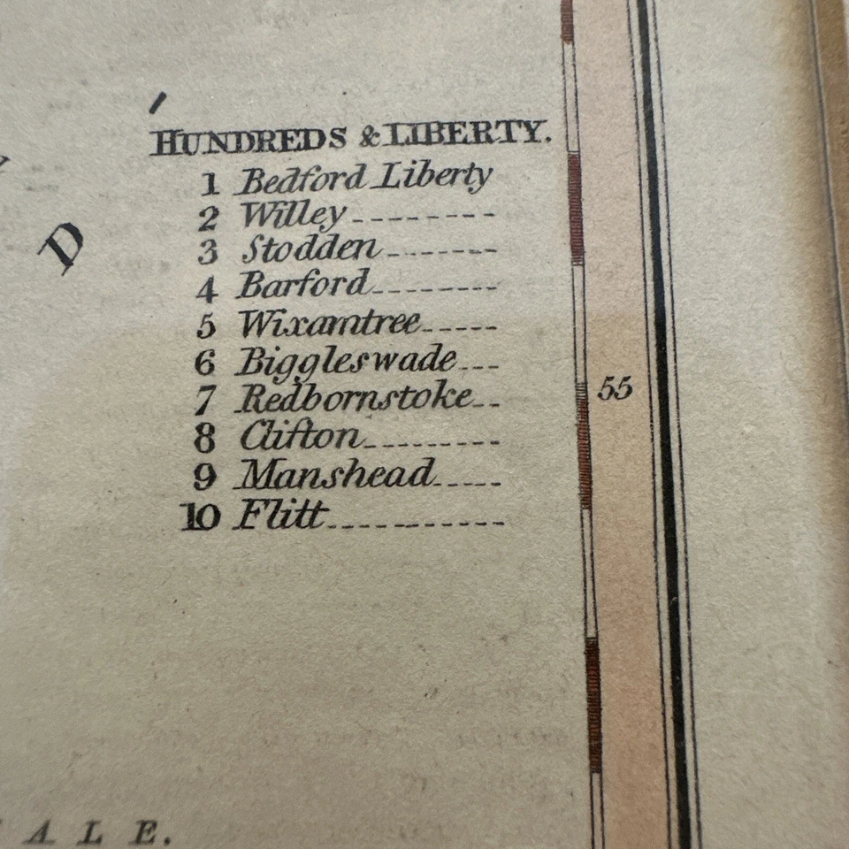 Mapa de Bedfordshire Inglaterra vintage Foto 2 de 4