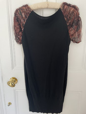 Alexander Mcqueen Black Wool Dress with Silk Sleeves Size M