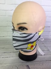 Custom Made New Handmade Face Mask Fabric Felt Animal Zebra Print Ribbon Ties