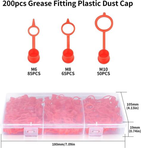 Protective Cover for Grease Nipple Dust Caps Red, 200 Pcs M6 M8 M10 Grease Cap - Picture 2 of 8