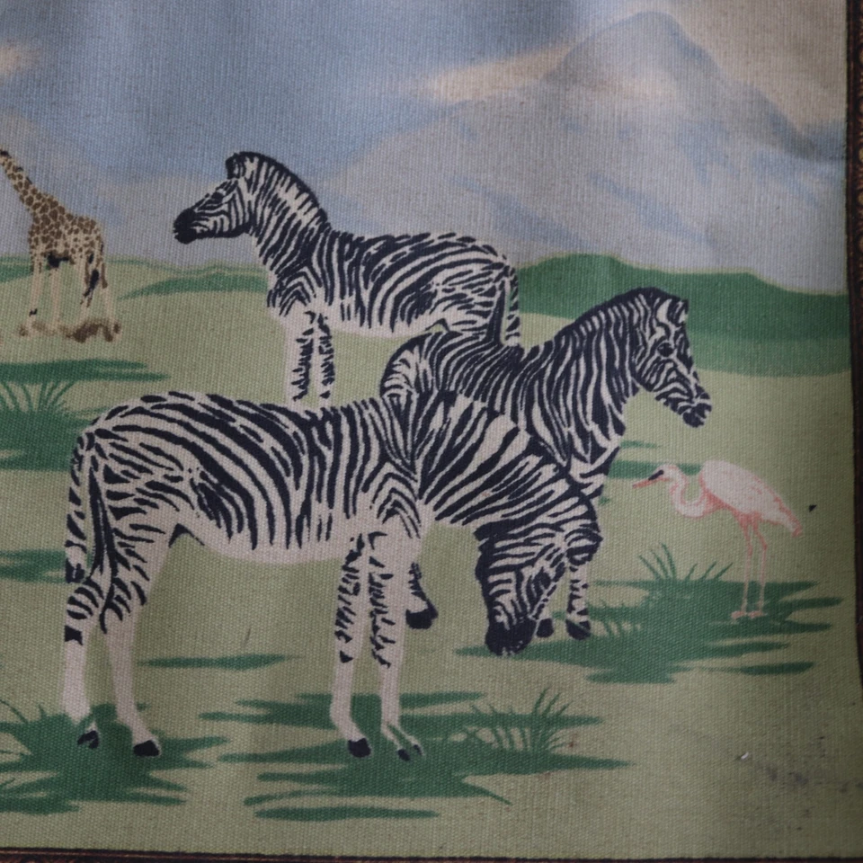 St Johns Bay Tote Handbag Brown Nylon Jungle Animals Beaded Purse Shoulder Bag Foto 3 de 4