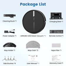 AIRROBO 3000Pa Robotic Robot Vacuum and Mop Cleaner Self-Charging 120Min Runtime 10