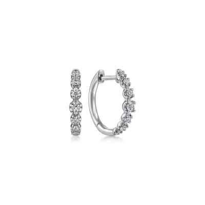 Gabriel & Co. 14K Weißgold 15mm runder klassischer Diamant Huggies