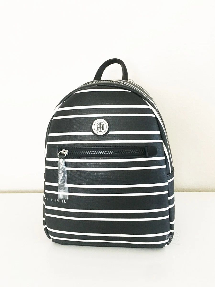 NWT Tommy Hilfiger Womens Bag Pack Logo Stripe Black White eBay