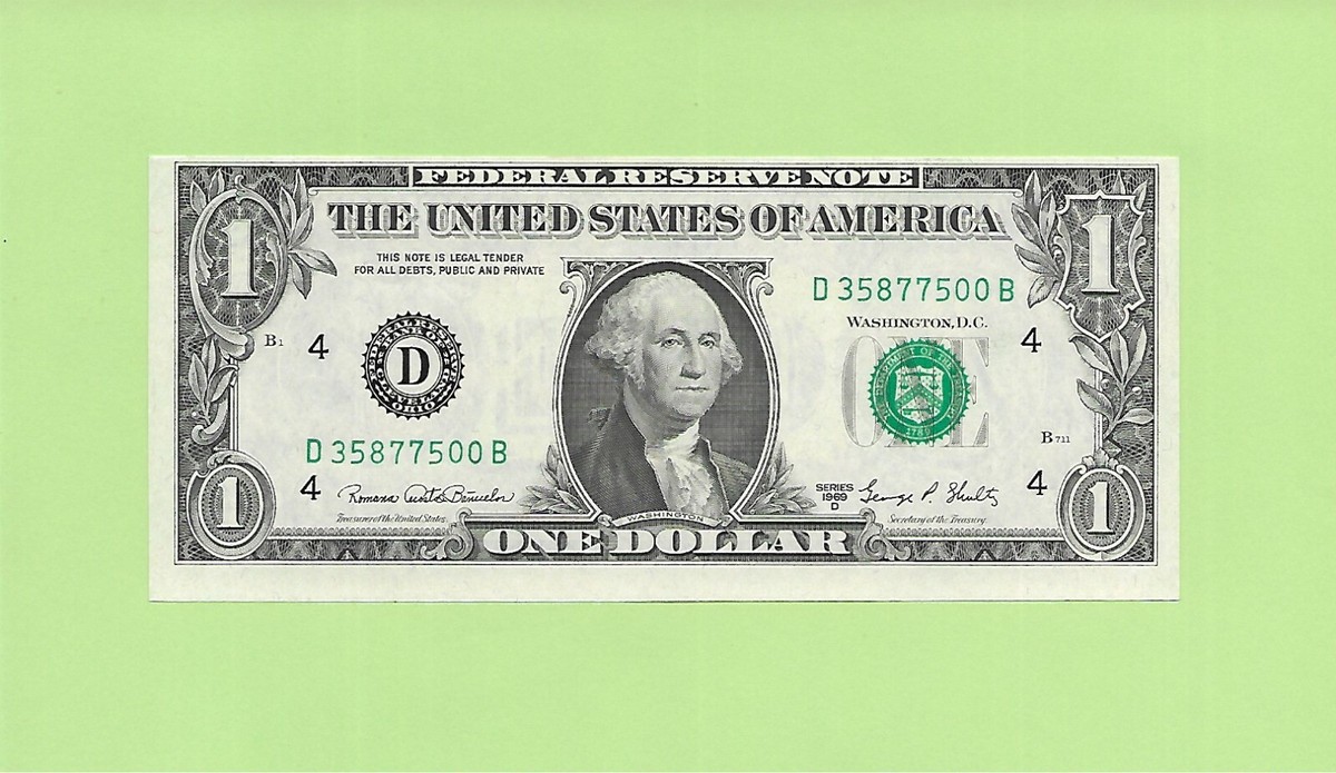 N1S .. 1969D ..UNCIRC $1 D 3587 7500 B . 1969D $1 D-B NICE NOTE