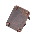 Metal Rectangle 4-Holes Electric Guitar Neck Plate Red copper