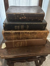 Lot of 4 Antique 19th/20th Century Bibles. Illustrated Family Holy Bibles