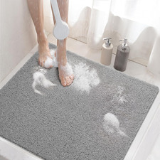 24x24" Non-Slip Shower Mat Square Soft PVC Loofah Bath Tub Floor Mat Grey