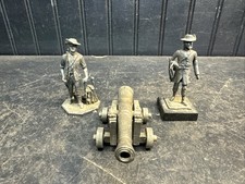 Vintage Pewter 2pc Civil War Soldiers And Cannon Free Shipping