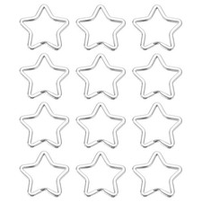 12Pcs Flat Key Ring, Creative Star Ring Silver Tone Metal Hoop Loop for DIY