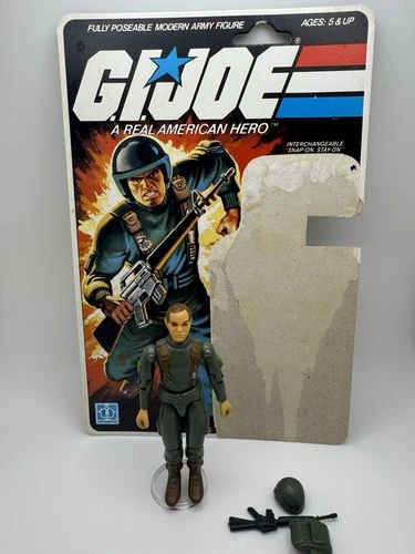 Vintage 1982 GI Joe GRUNT V1 Straight Arms 100% Complete Hasbro w/Cardback