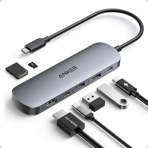 USB C Hub, 7in1 Multi-Port USB Adapter, 4K@60Hz USBC to HDMI Splitter