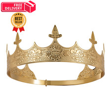 SWEETV King Crown for Men, Gold Medieval Prince One Size,