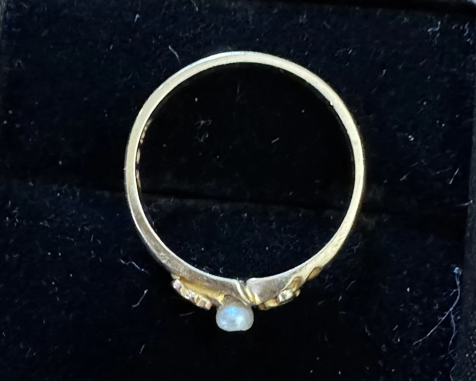 10k Tricolor Landstrom's Black Hills Gold Leaf Pearl Ring Sz 7, 1.9 gr - Изображение 3 из 4