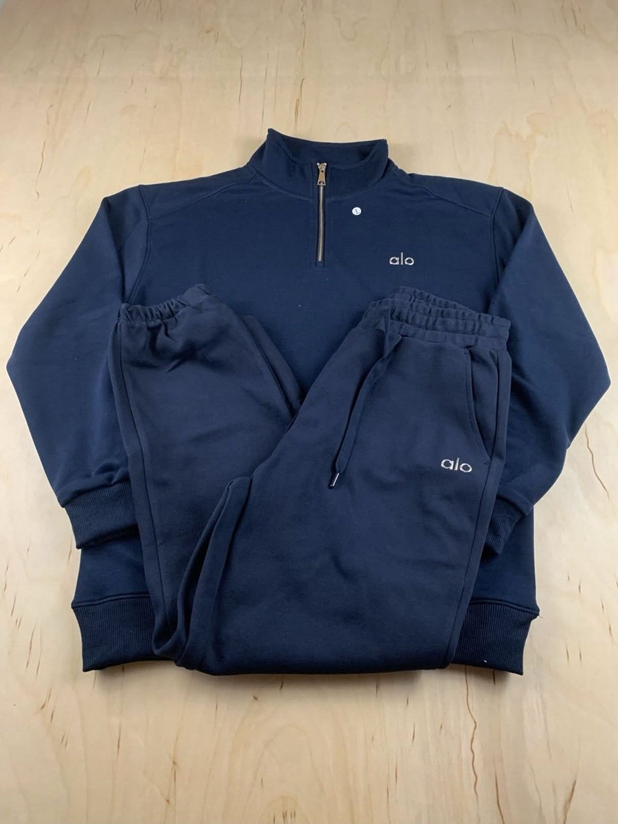 ALO Men Navy Tracksuit Set S Sweatsuit Sweatshirt & Track Pants