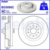 Delphi 2X Bremsscheibe Hinten Ø330 Mm BelüFtet FüR Maserati Quattroporte VI